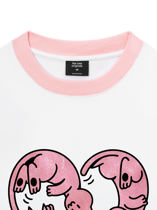 Áo Thun Ringer Relaxed Fit Meow Meow Heart