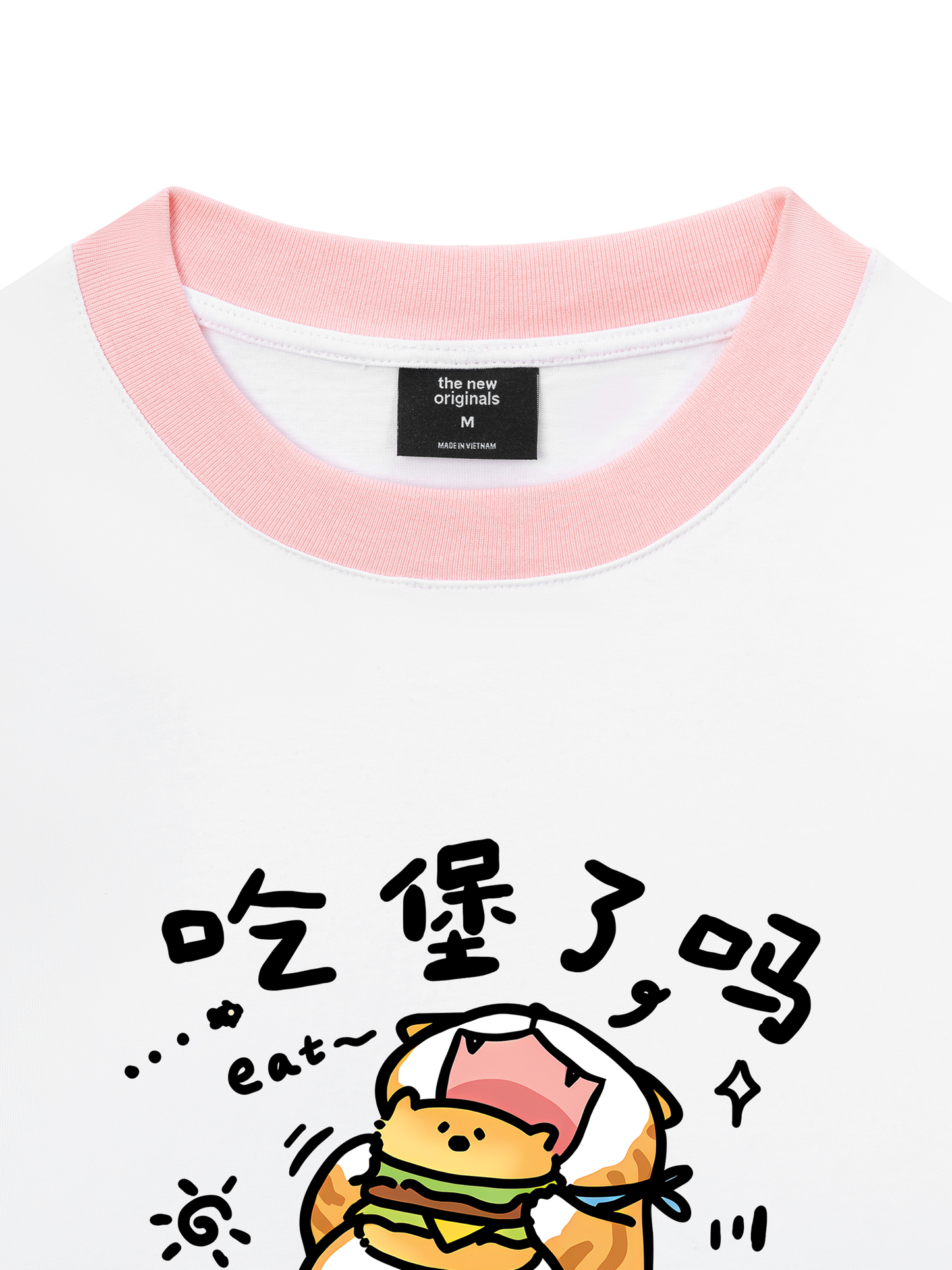 Áo Thun Ringer Relaxed Fit Sweet Pastry Cute Meow With Burger