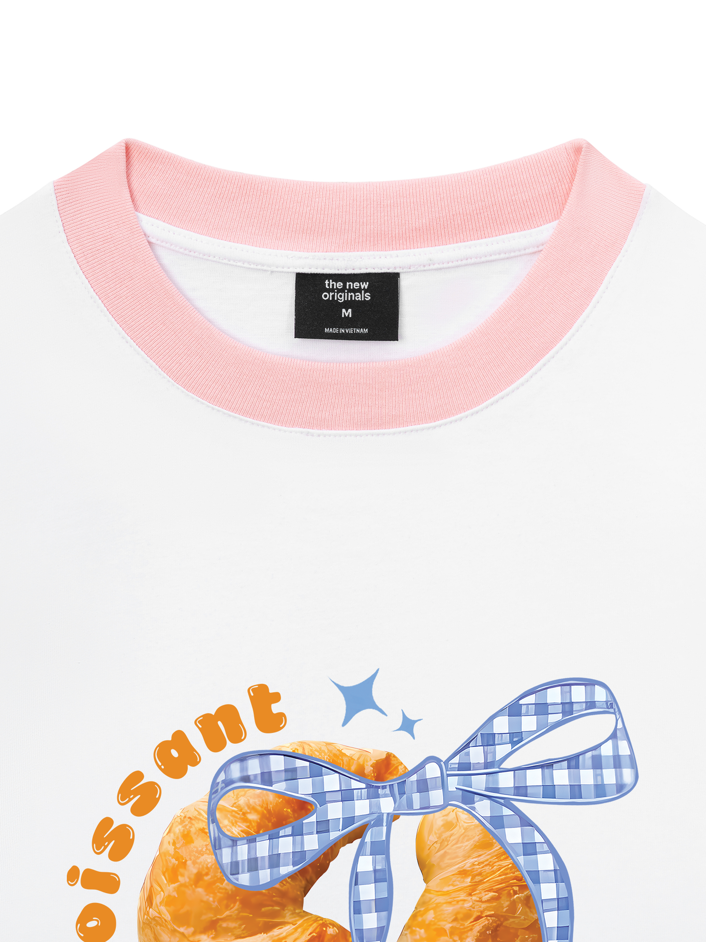 Áo Thun Ringer Relaxed Fit Sweet Pastry BLue Plaid Bow
