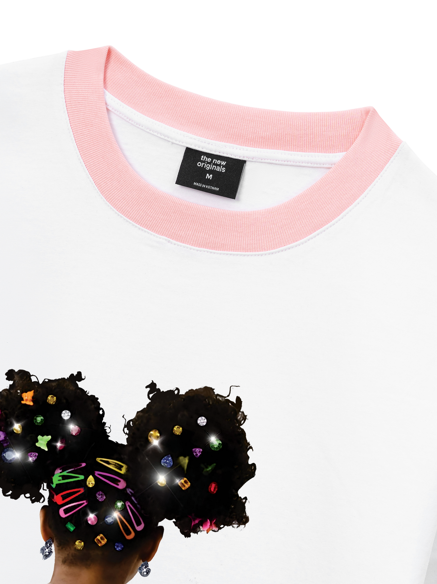 Áo Thun Ringer Relaxed Fit Colorful Diamond Hairpin Afro Girl