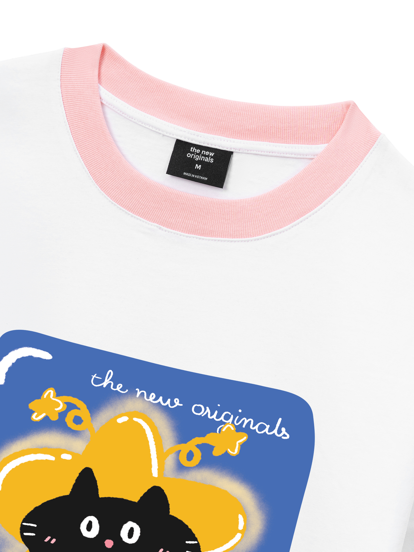 Áo Thun Ringer Relaxed Fit Black Cute Cat