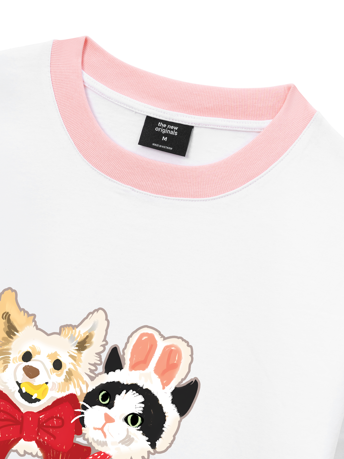 Áo Thun Ringer Relaxed Fit Animal Mood Bestie Puppy And Meow