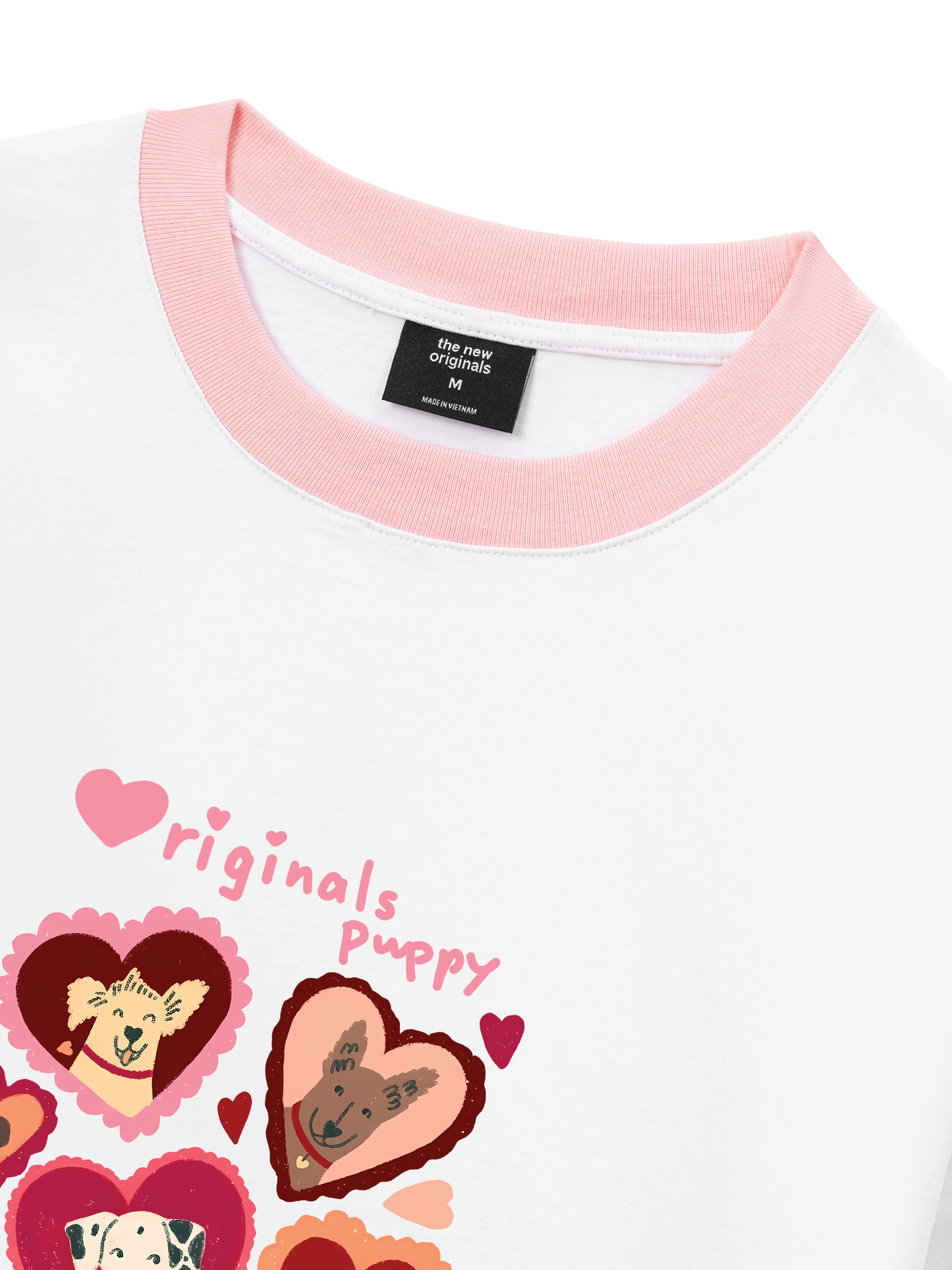 Áo Thun Ringer Relaxed Fit Animal Puppy Heart