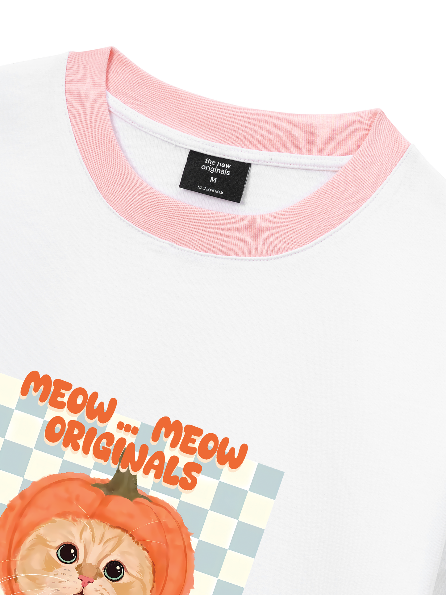 Áo Thun Ringer Relaxed Fit Animal Meow Pumpkin