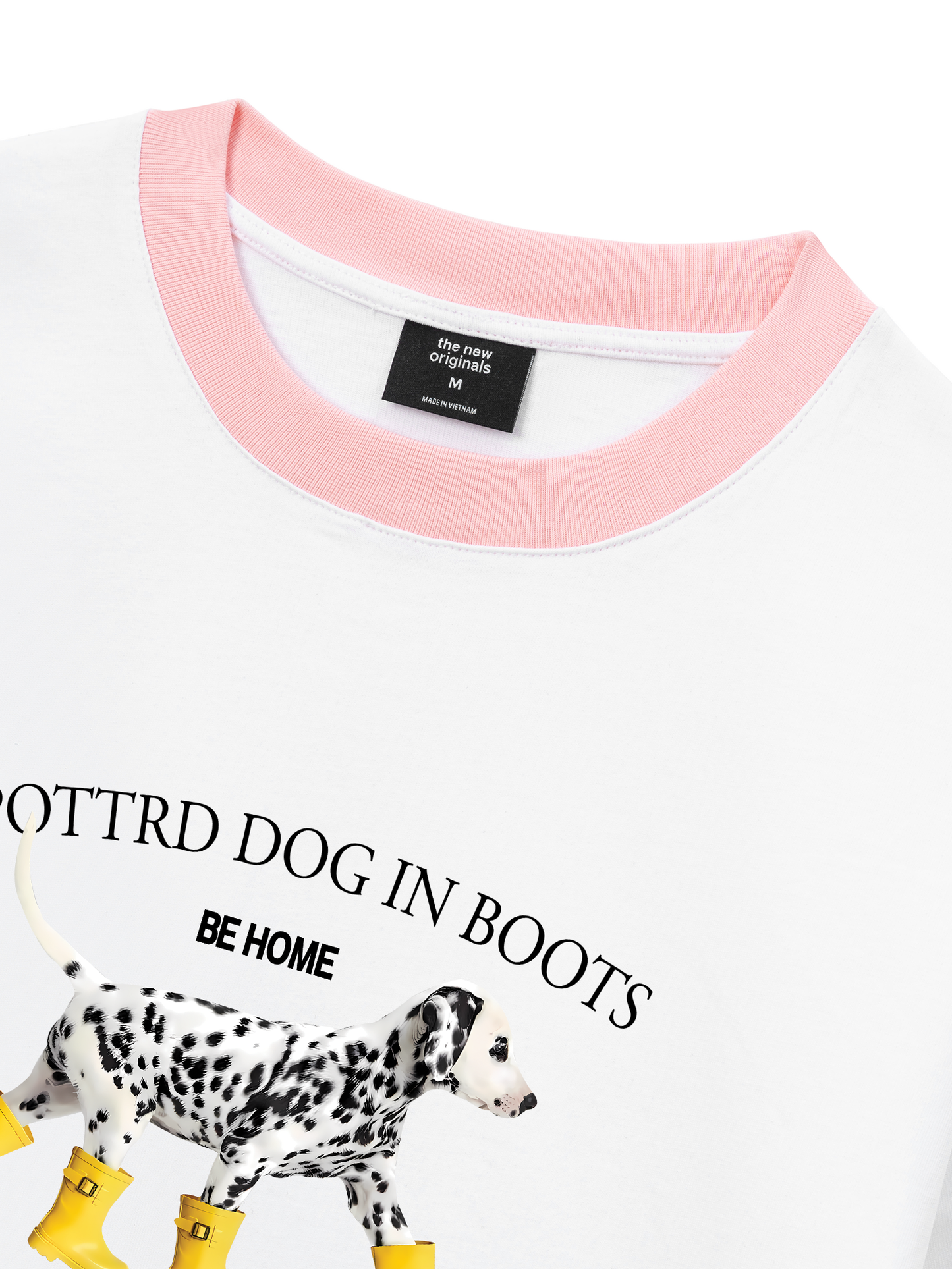 Áo Thun Ringer Relaxed Fit Animal Cute Puppy Yellow Boots