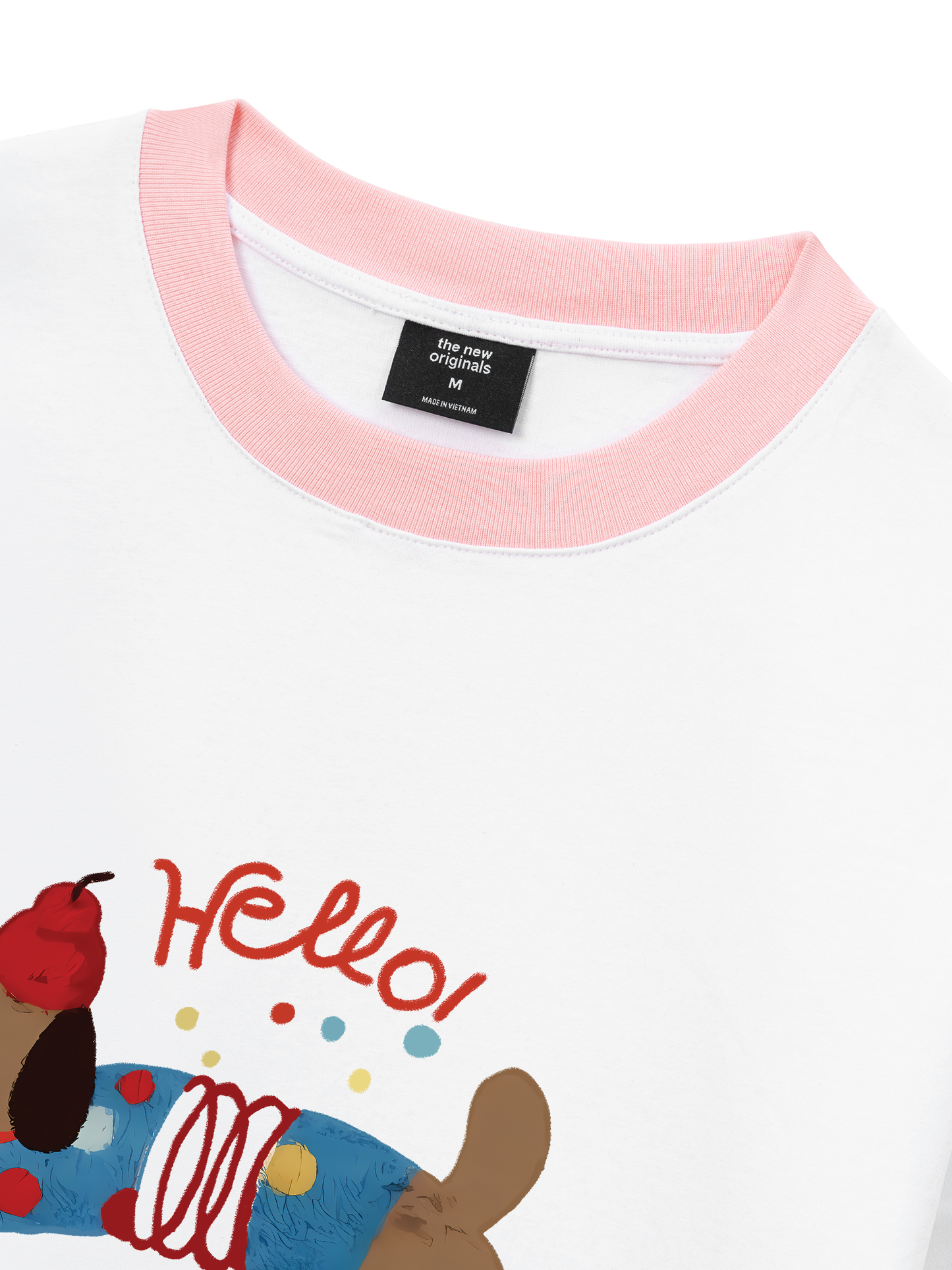 Áo Thun Ringer Relaxed Fit Animal Hello Cute Puppy