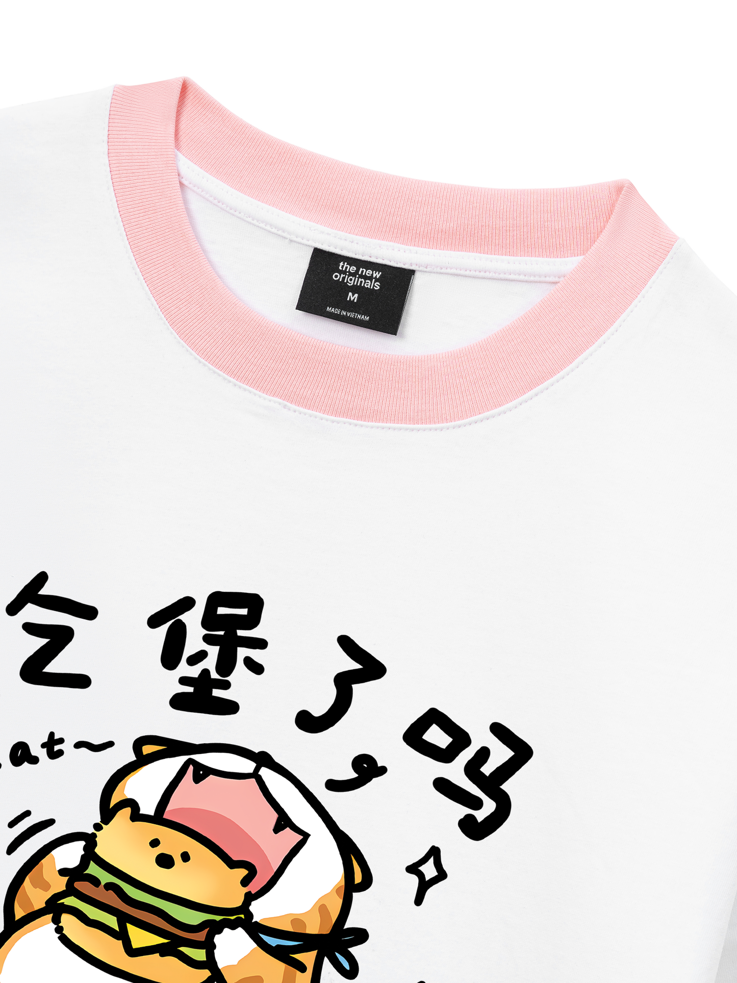 Áo Thun Ringer Relaxed Fit Sweet Pastry Cute Meow With Burger