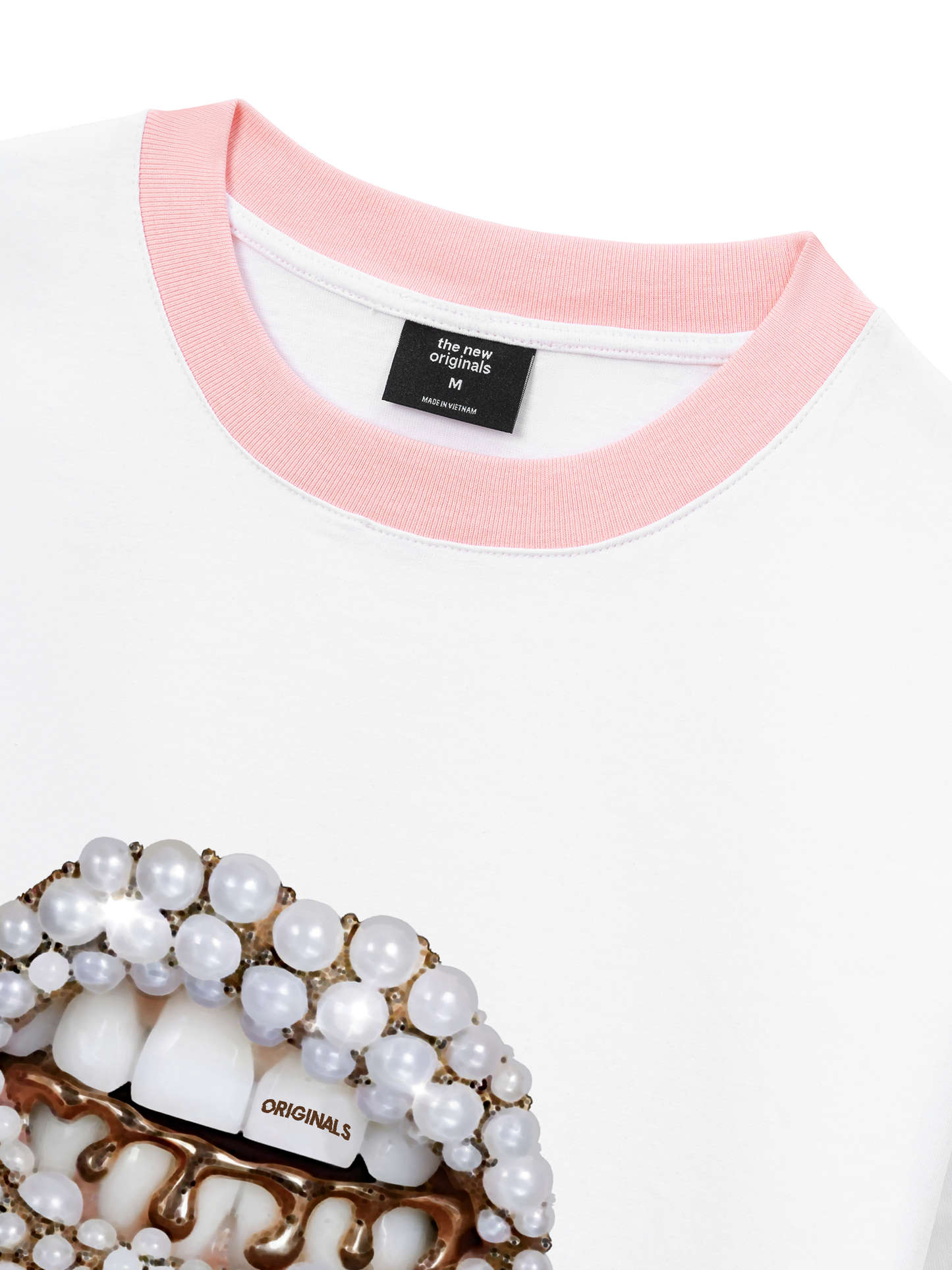 Áo Thun Ringer Relaxed Fit Art Pearl Lip Black