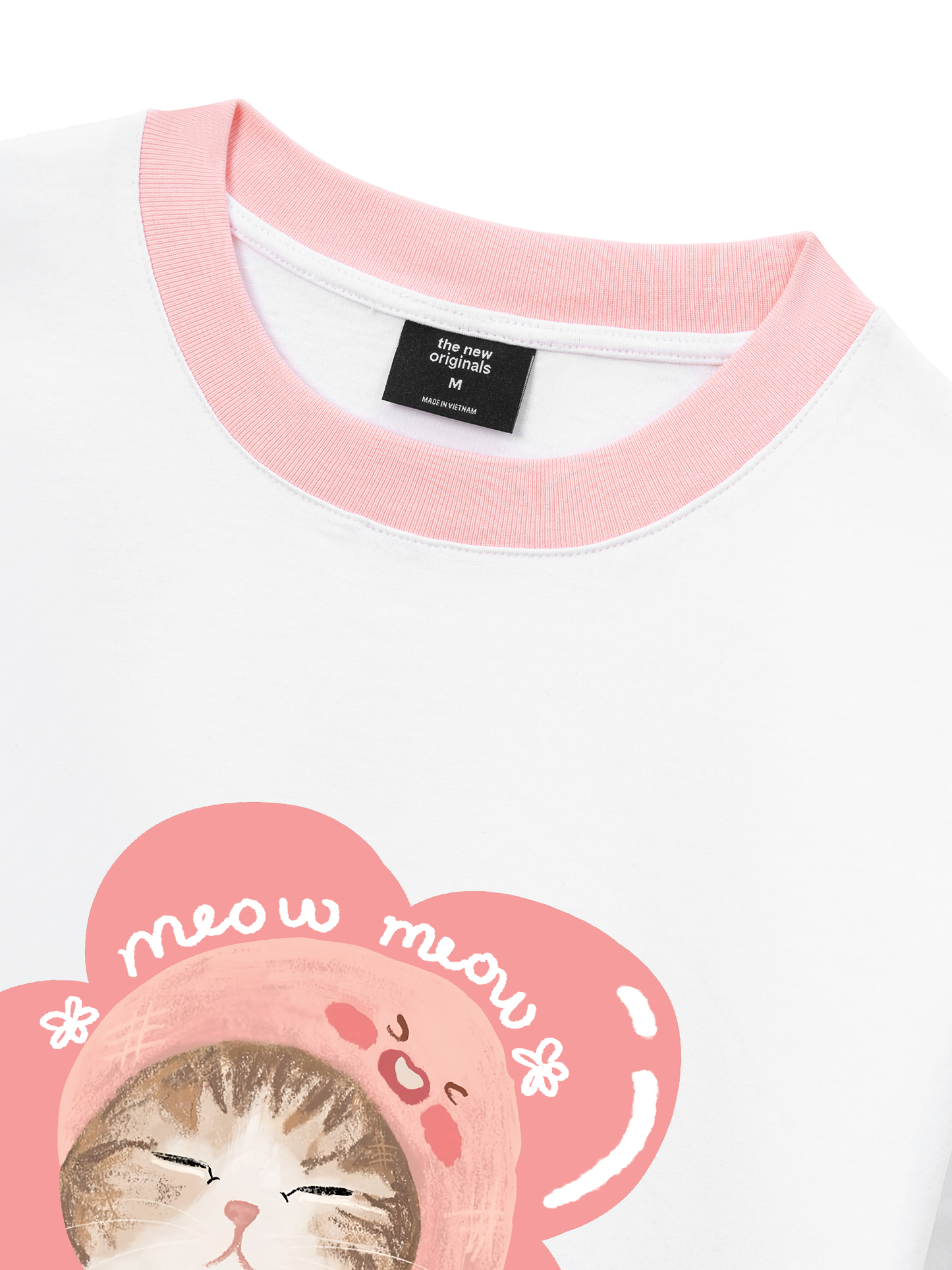 Áo Thun Ringer Relaxed Fit Flower Cat