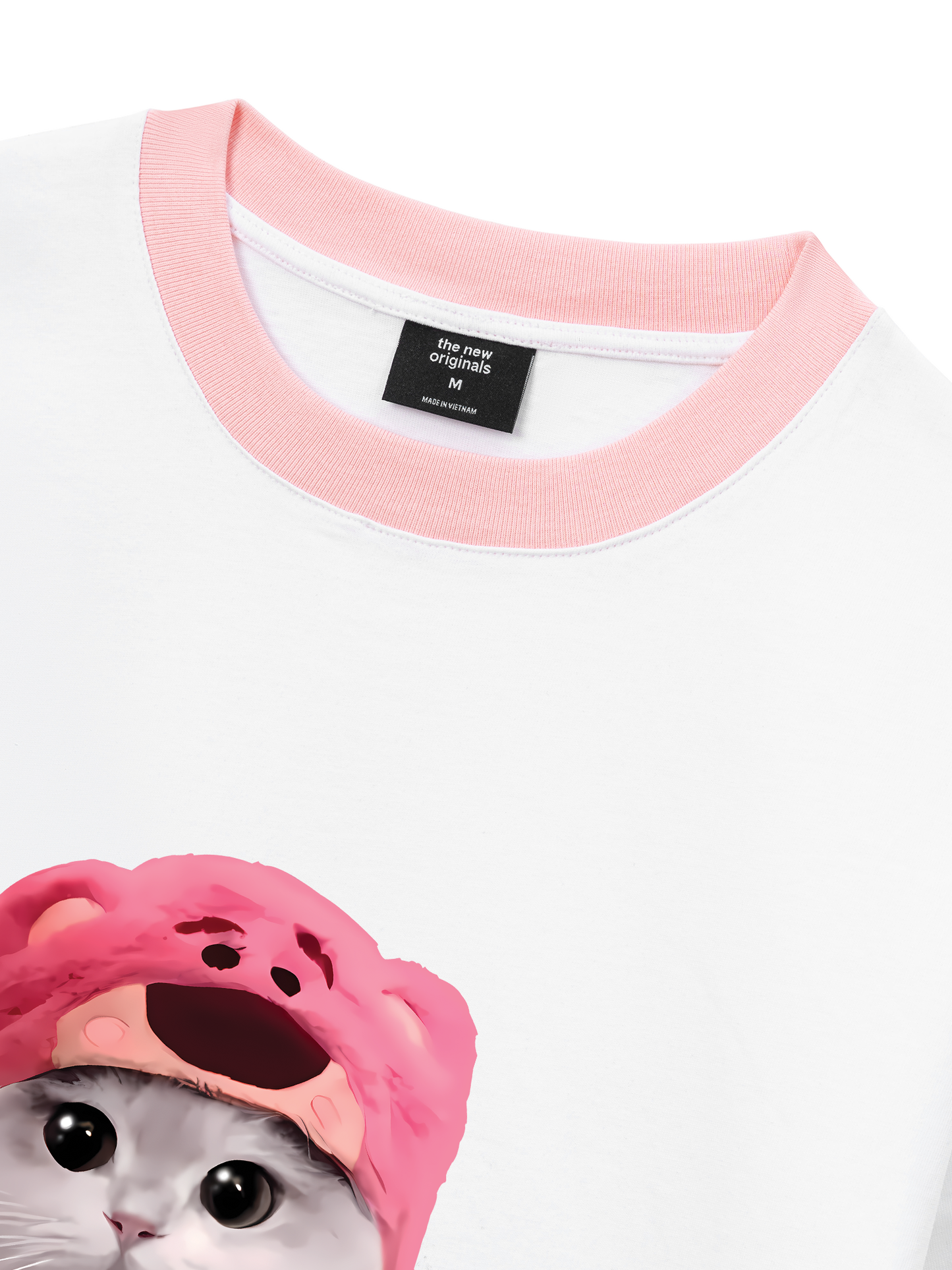 Áo Thun Ringer Relaxed Fit Animal Mood Pink Meow