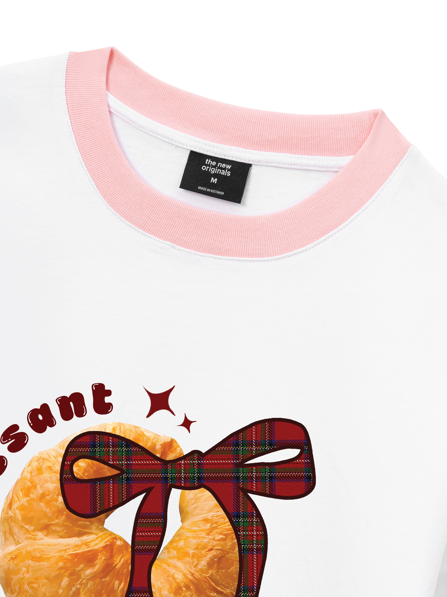 Áo Thun Ringer Relaxed Fit Sweet Pastry Red Plaid Bow