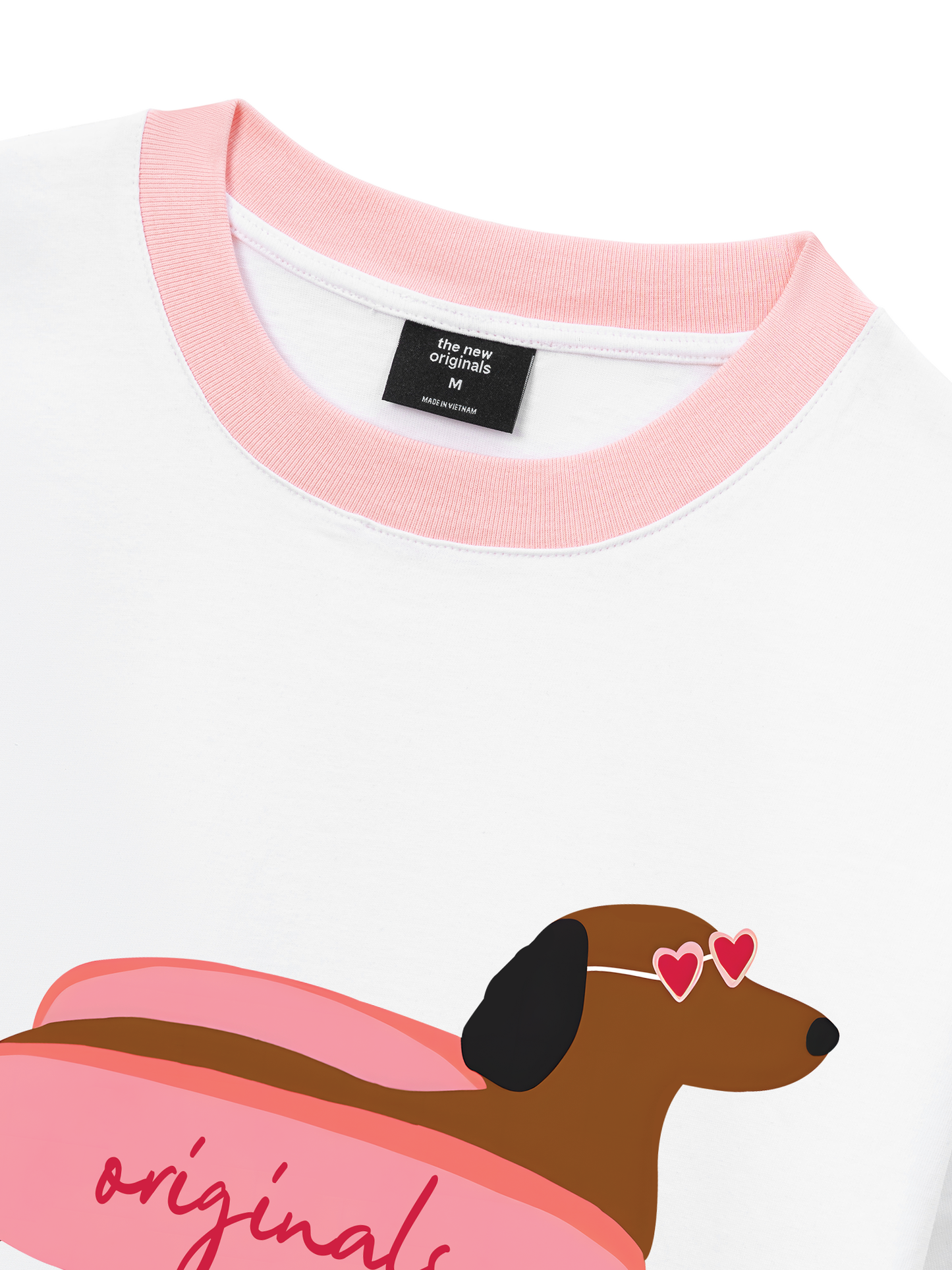 Áo Thun Ringer Relaxed Fit Pink Dachshund