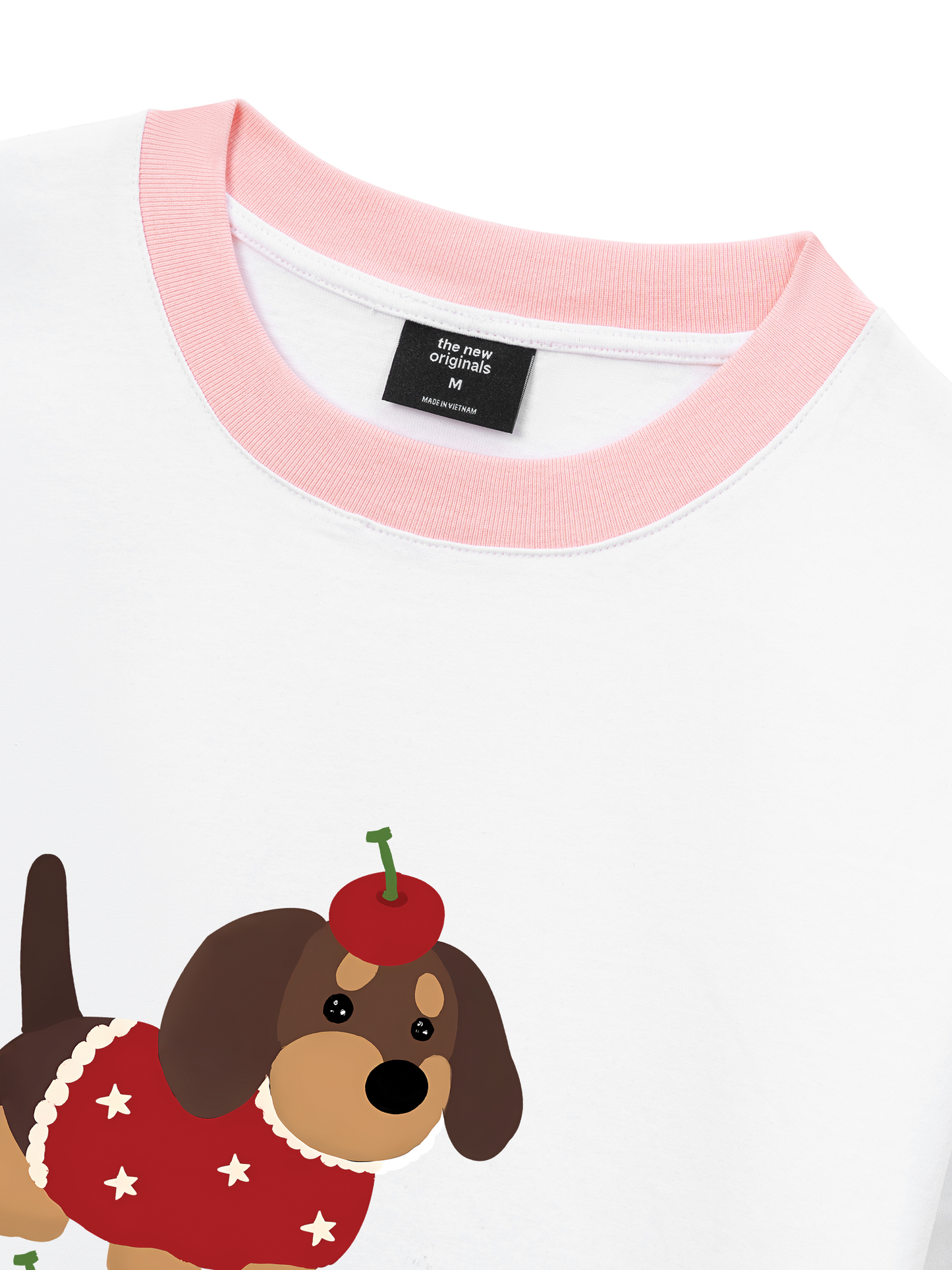 Áo Thun Ringer Relaxed Fit Animal Cute Puppy With Cherry