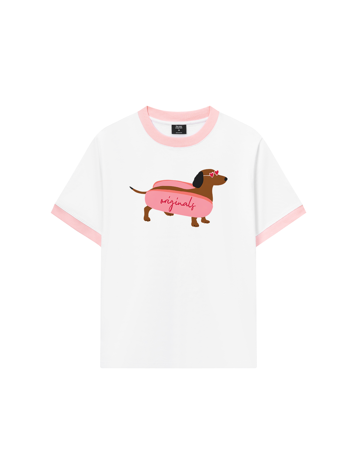Áo Thun Ringer Relaxed Fit Pink Dachshund