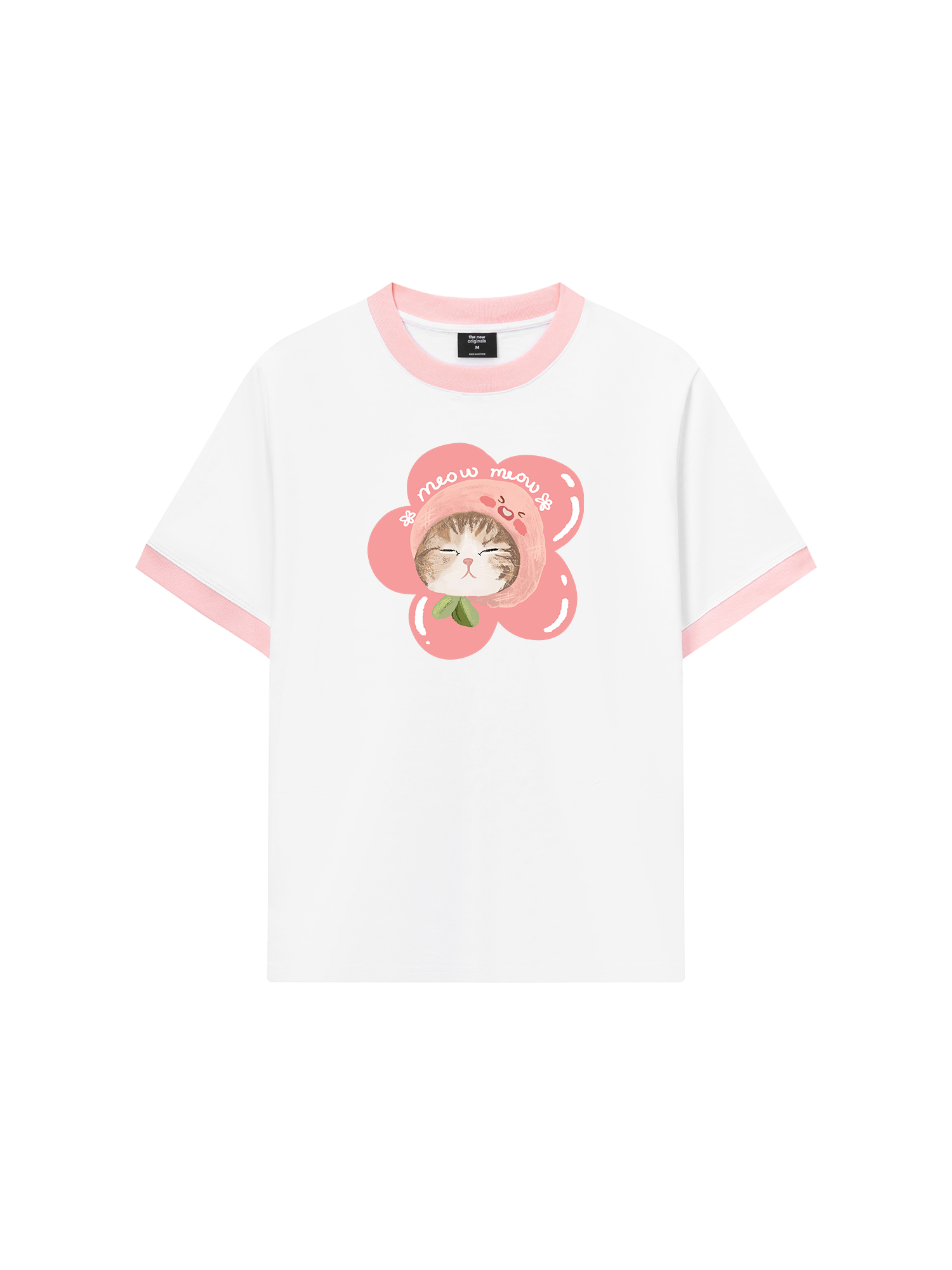 Áo Thun Ringer Relaxed Fit Flower Cat