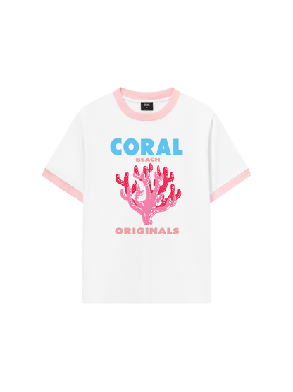 Áo Thun Ringer Relaxed Fit Summer Vibes Coral Beach