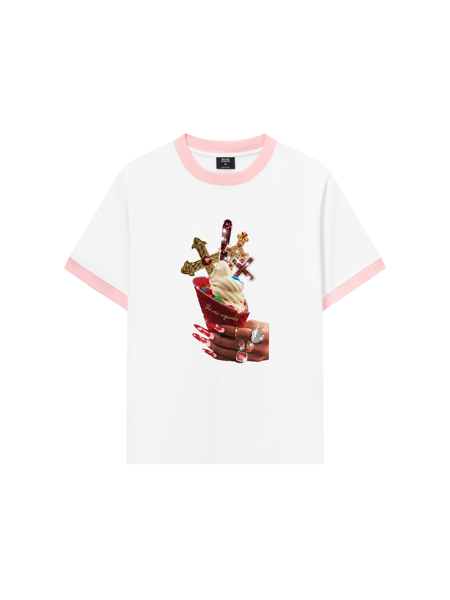 Áo Thun Ringer Relaxed Fit Gem Cross Ice Cream