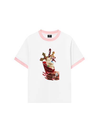 Áo Thun Ringer Relaxed Fit Gem Cross Ice Cream