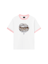 Áo Thun Ringer Relaxed Fit Art Pearl Lip Black