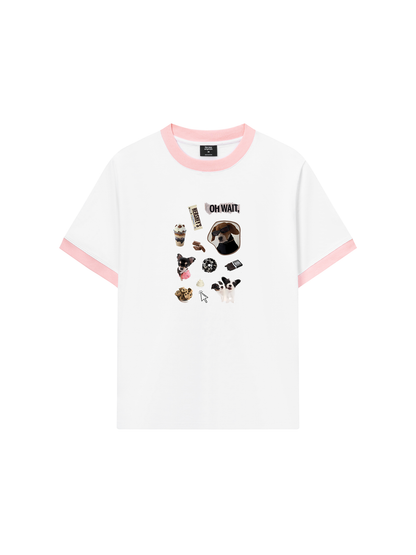 Áo Thun Ringer Relaxed Fit Sweet Pastry Cute Puppy Chocolate