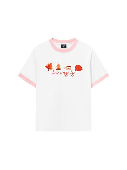 Áo Thun Ringer Relaxed Fit Autumn Vibes Have a Cozy
