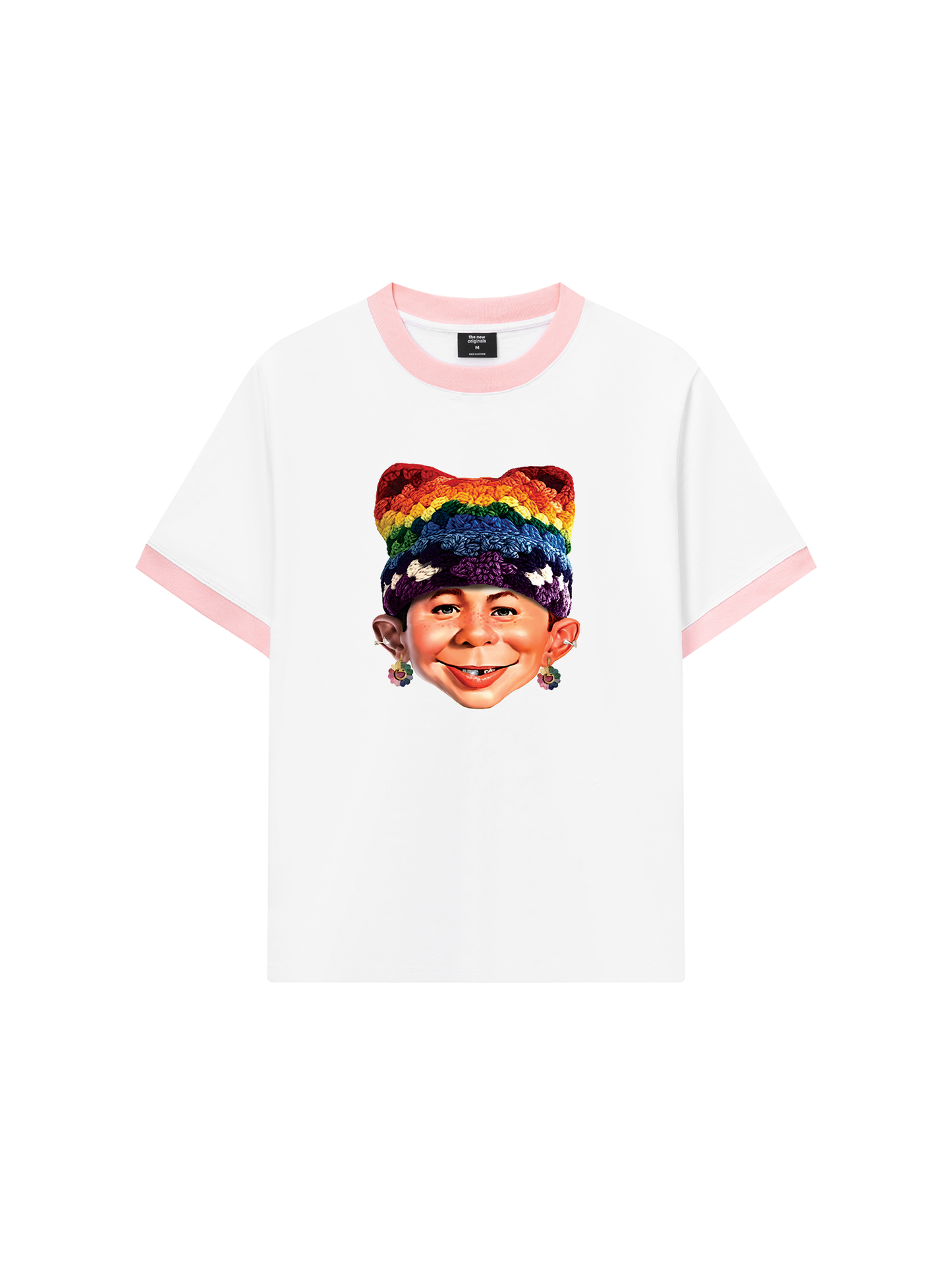 Áo Thun Ringer Relaxed Fit Bad Boy & Rainbow Crochet Hat
