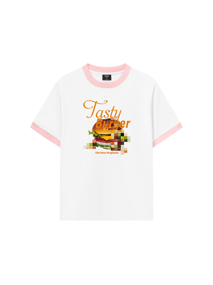 Áo Thun Ringer Relaxed Fit Foody Tasty Burger
