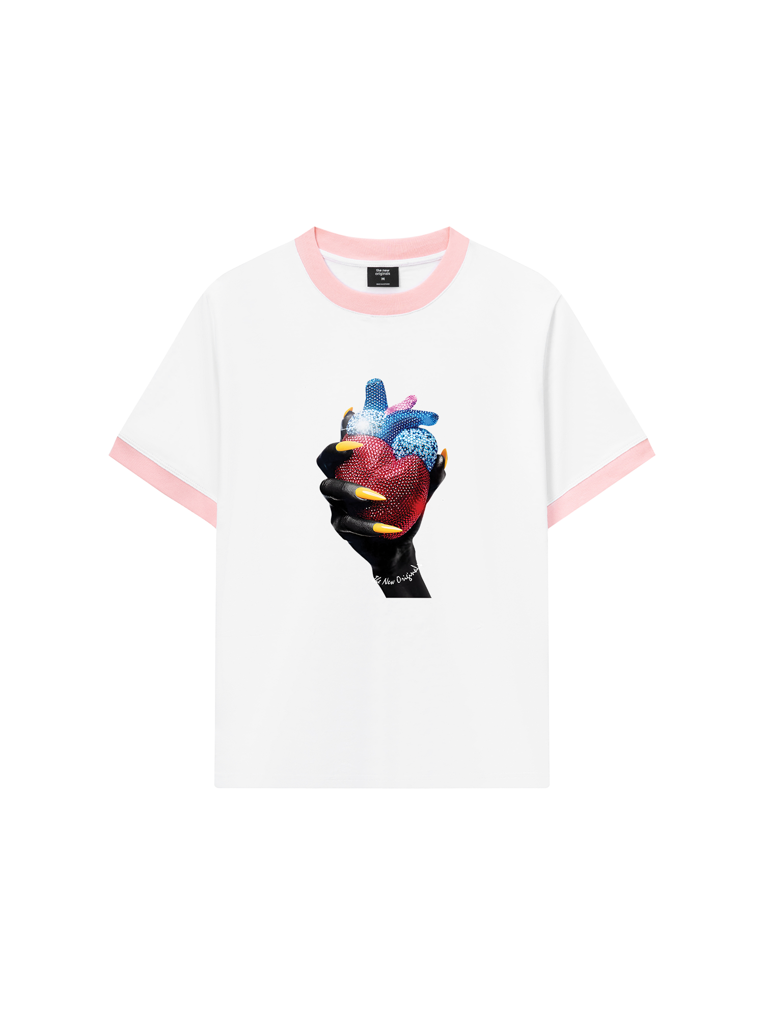 Áo Thun Ringer Relaxed Fit - Handheld colorful rhinestone art heart