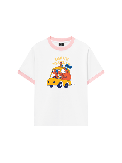 Áo Thun Ringer Relaxed Fit Drive Slowly_