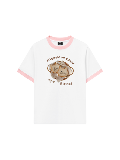 Áo Thun Ringer Relaxed Fit Sweet Pastry Meow Meow Bead