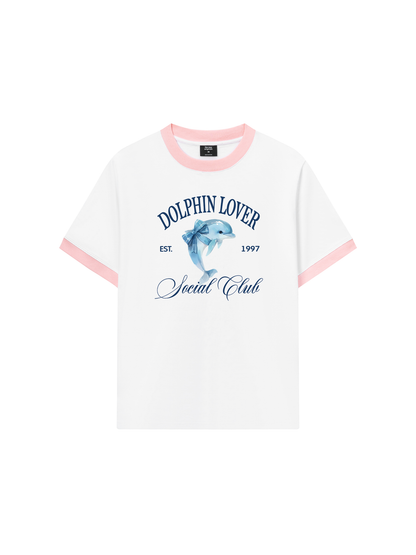 Áo Thun Ringer Relaxed Fit Ocean Dolphin Lover