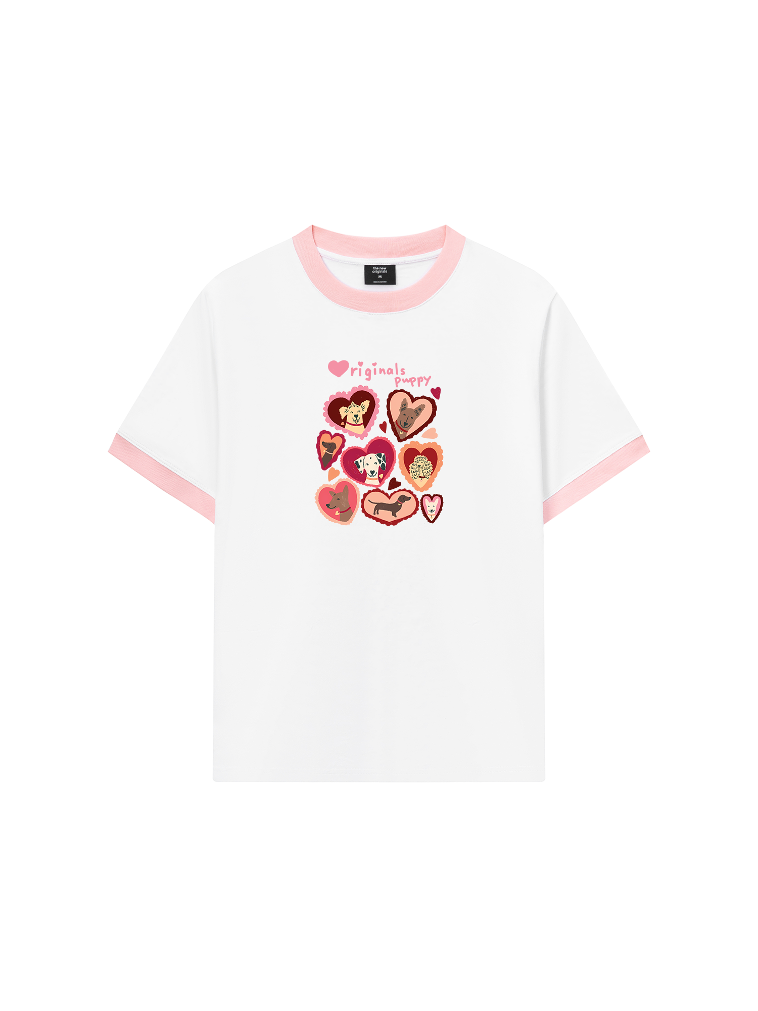 Áo Thun Ringer Relaxed Fit Animal Puppy Heart