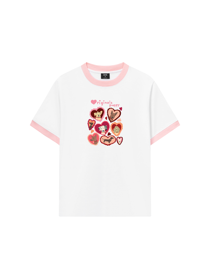 Áo Thun Ringer Relaxed Fit Animal Puppy Heart