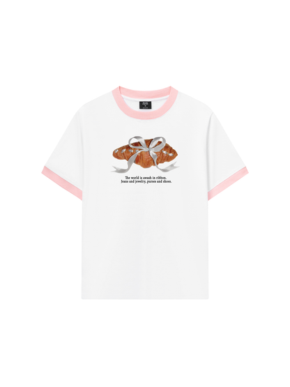 Áo Thun Ringer Relaxed Fit Sweet Pastry Silver Bow