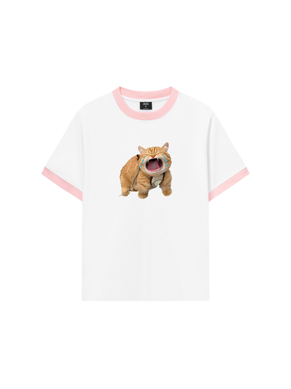 Áo Thun Ringer Relaxed Fit Animal Mood Funny Meow