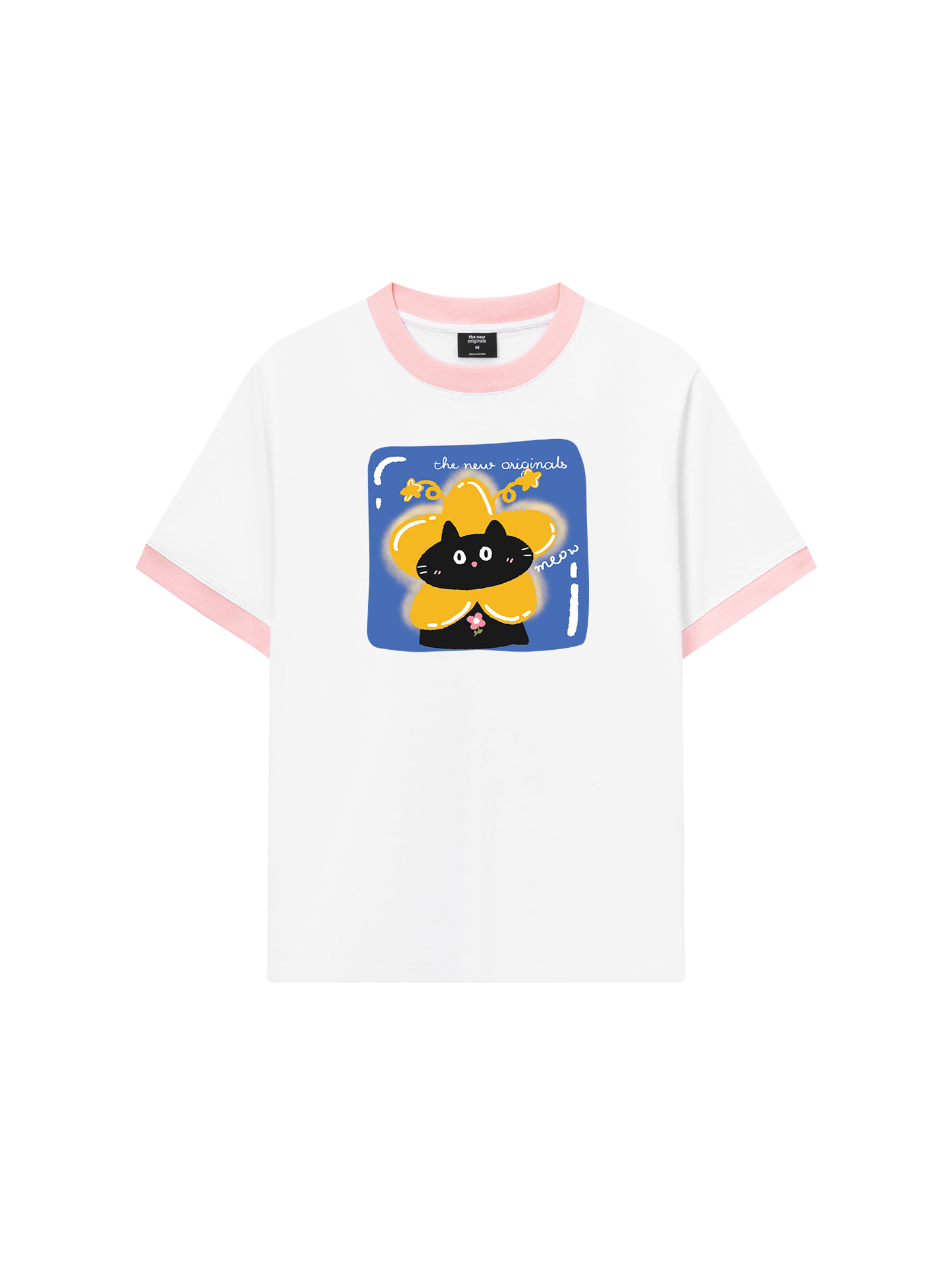 Áo Thun Ringer Relaxed Fit Black Cute Cat