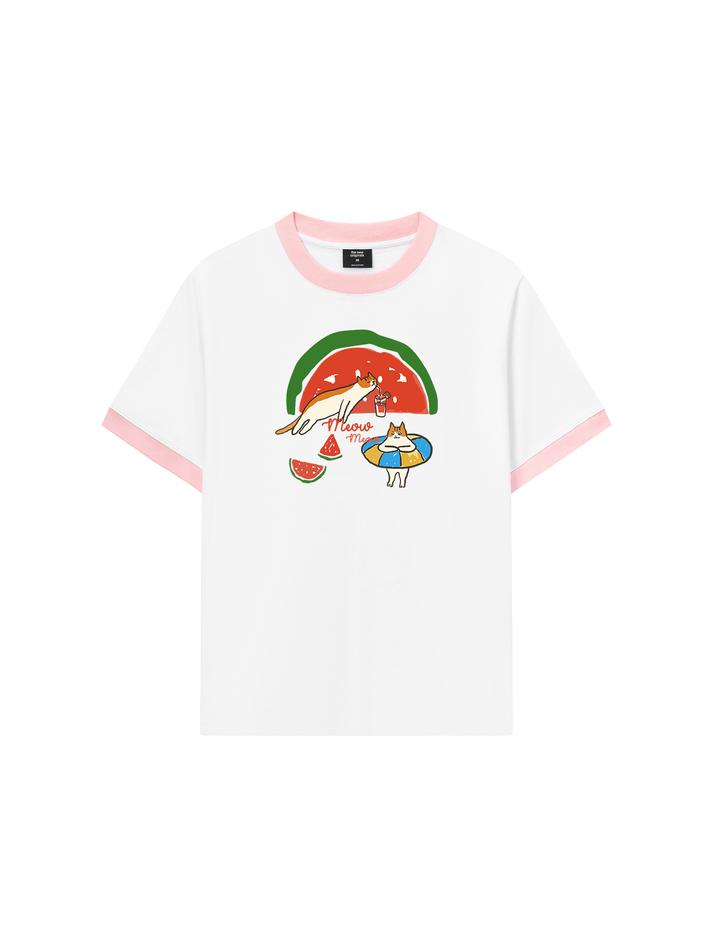 Áo Thun Ringer Relaxed Fit Meow Meow Watermelon