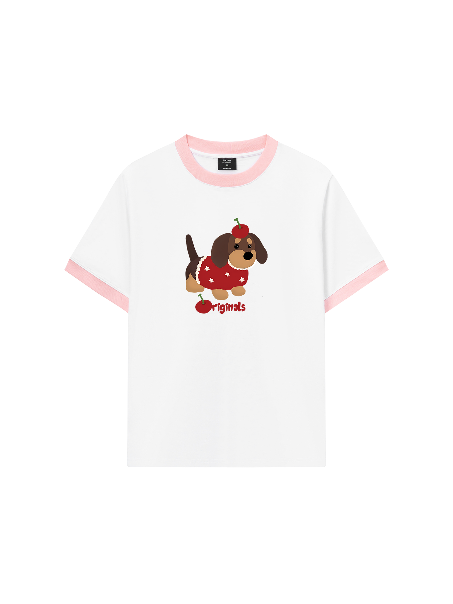 Áo Thun Ringer Relaxed Fit Animal Cute Puppy With Cherry