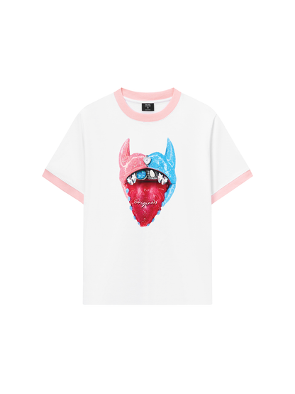 Áo Thun Ringer Relaxed Fit BOUNCE BACK© two-tone devil lip