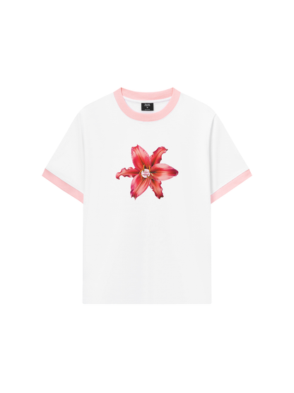Áo Thun Ringer Relaxed Fit Pearl Lily Flower