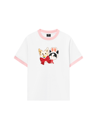 Áo Thun Ringer Relaxed Fit Animal Mood Bestie Puppy And Meow
