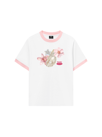 Áo Thun Ringer Relaxed Fit Pearl Bloom_