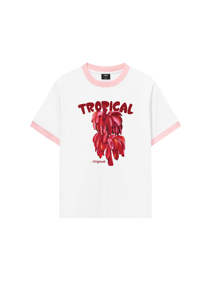 Áo Thun Ringer Relaxed Fit Summer Vibes Pink Banana