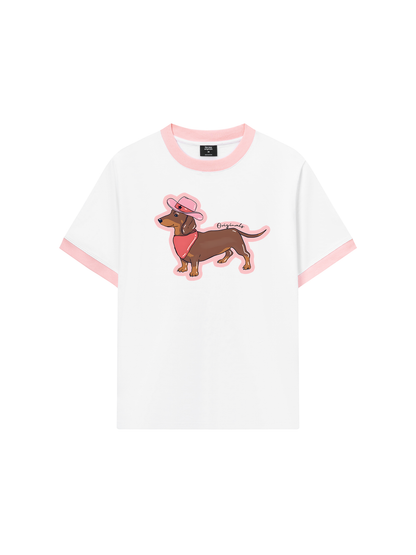 Áo Thun Ringer Relaxed Fit Howdy Dachshund