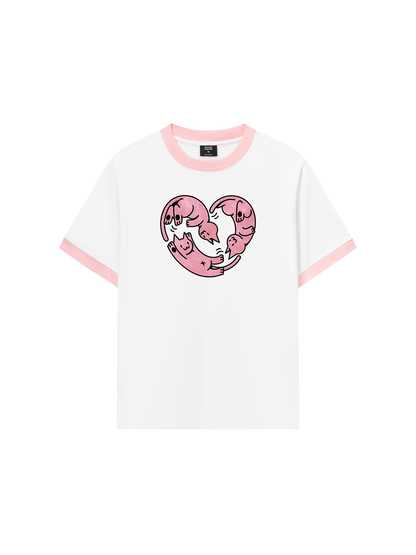 Áo Thun Ringer Relaxed Fit Meow Meow Heart