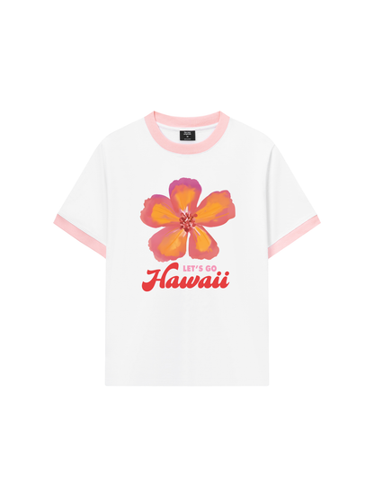 Áo Thun Ringer Relaxed Fit Summer Vibes Hawai Flower