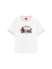 Áo Thun Ringer Relaxed Fit Animal Hello Cute Puppy