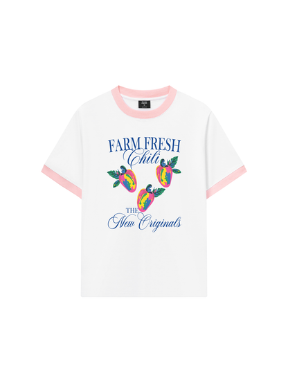Áo Thun Ringer Relaxed Fit Summer Vibes Farm Fresh Chili