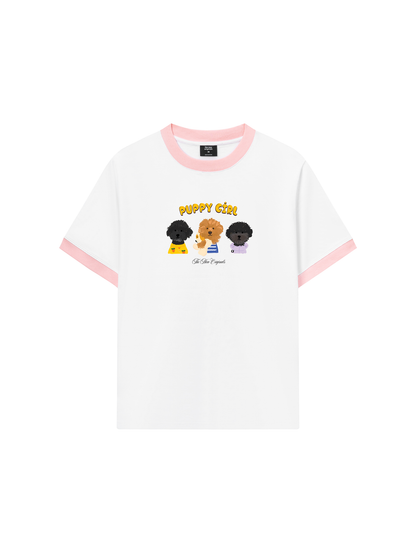 Áo Thun Ringer Relaxed Fit Animal Puppy Girl