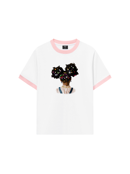 Áo Thun Ringer Relaxed Fit Colorful Diamond Hairpin Afro Girl